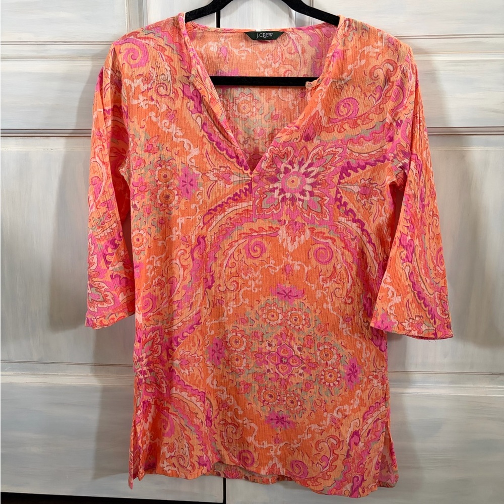 J. Crew Paisley V-Neck Swim Coverup